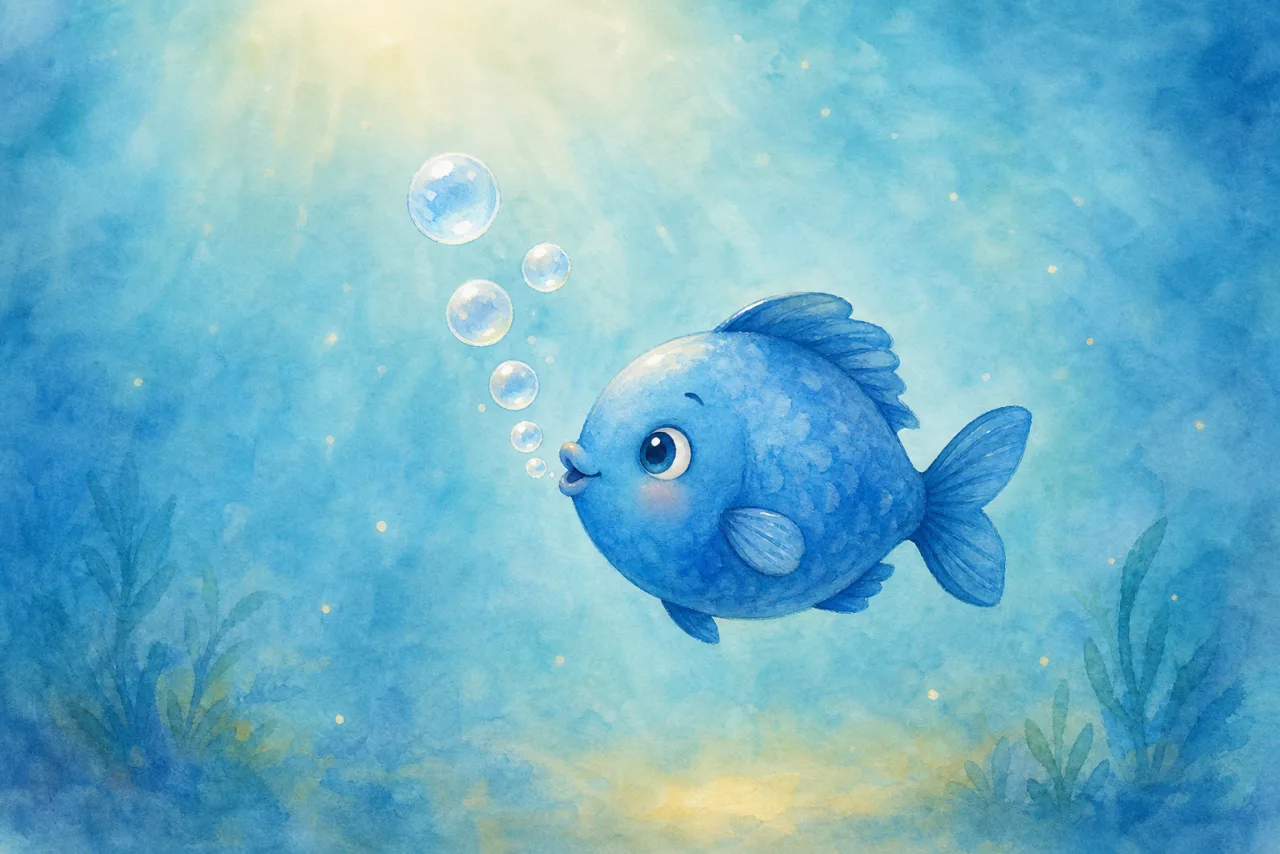 Blue Fish Blows Bubbles 표지